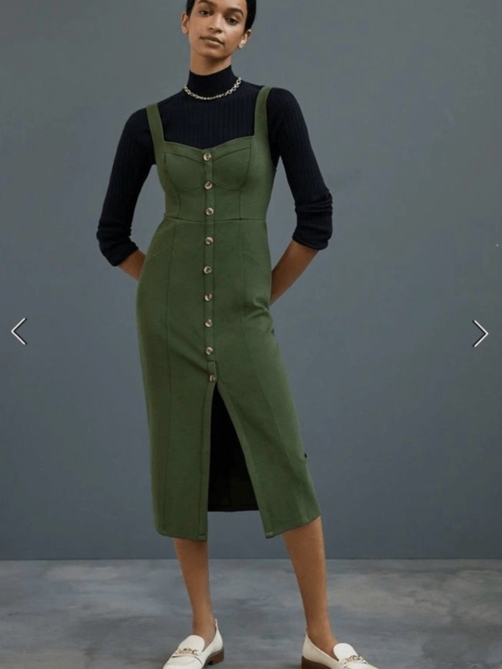 Maeve Button-Front knit Midi Dress